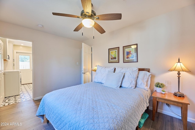 8049 N 16th Ave, Phoenix, AZ 85021 - bedroom featuring wood finished floors, baseboards, and ceiling fan