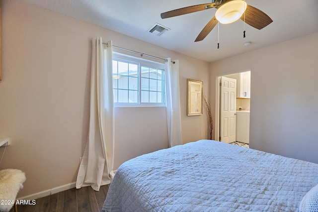 8049 N 16th Ave, Phoenix, AZ 85021 - bedroom with dark wood-style floors, baseboards, and ceiling fan