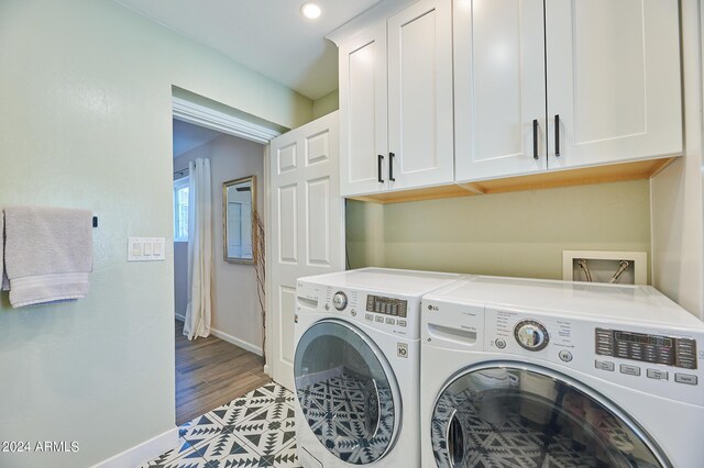 8049 N 16th Ave, Phoenix, AZ 85021 - laundry room featuring washing machine and clothes dryer, cabinet space, baseboards, and recessed lighting