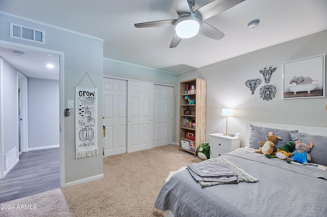 8049 N 16th Ave, Phoenix, AZ 85021 - bedroom featuring carpet flooring, a closet, baseboards, and a ceiling fan