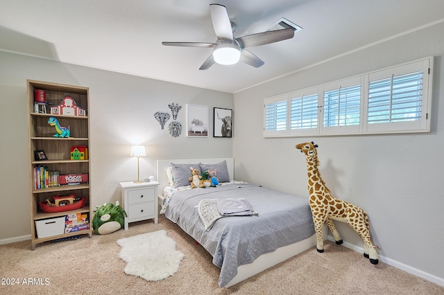 8049 N 16th Ave, Phoenix, AZ 85021 - bedroom with carpet flooring, a ceiling fan, and baseboards