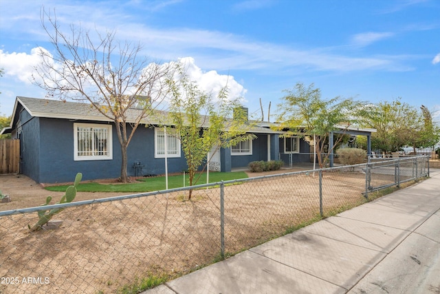 view of single story home