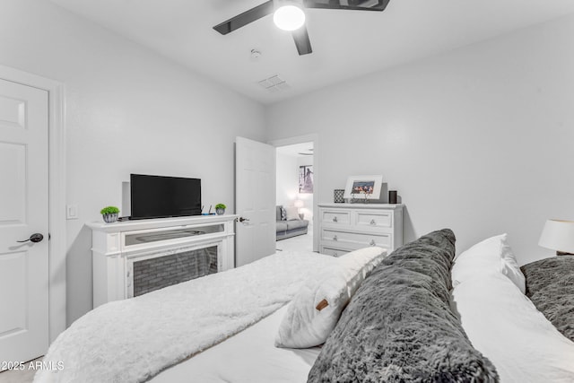 bedroom featuring ceiling fan