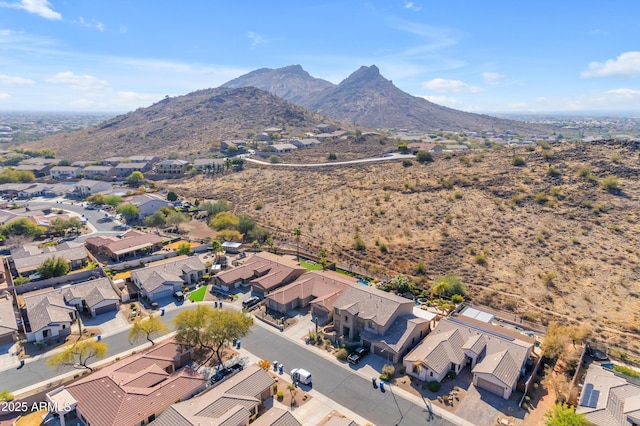 drone / aerial view with a mountain view