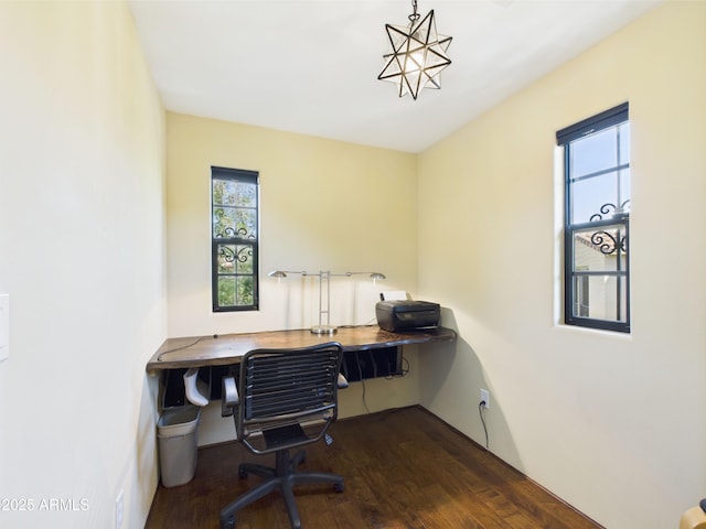 office featuring dark wood finished floors