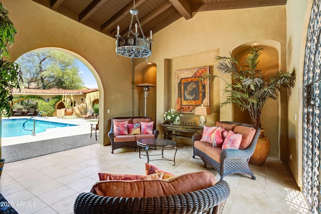view of patio with an outdoor hangout area and an outdoor pool