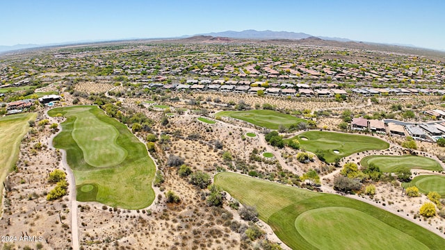 drone / aerial view featuring a mountain view