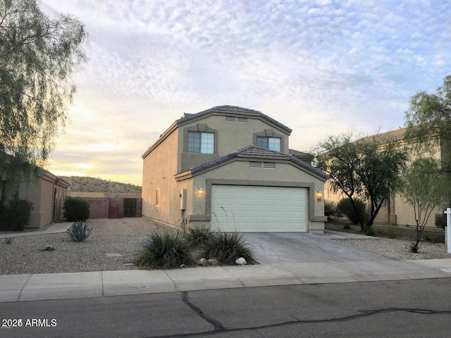 view of front of house with a garage