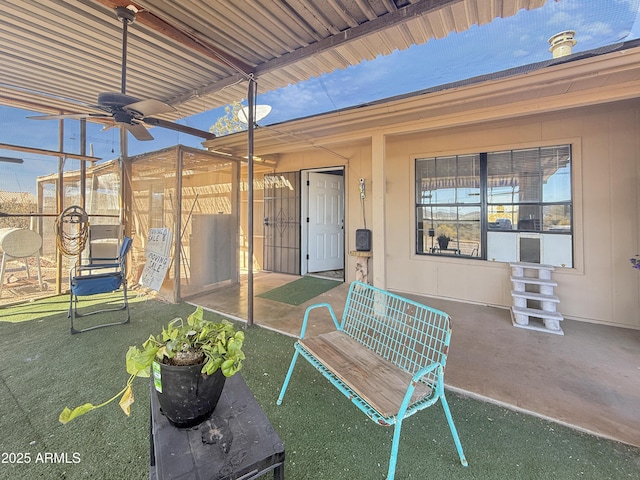 view of patio with ceiling fan