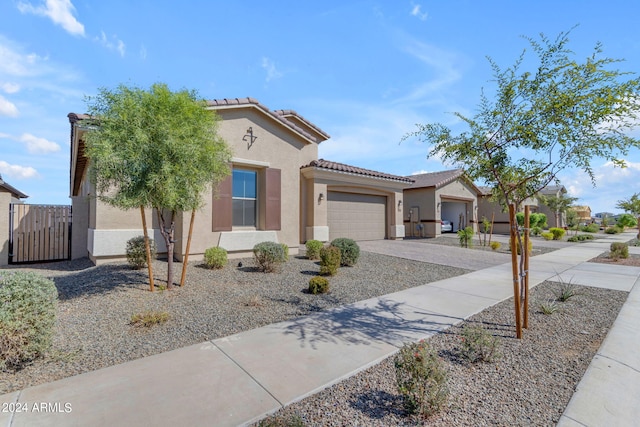 view of front of property with a garage