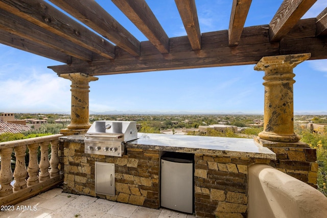 view of patio / terrace with area for grilling and a grill