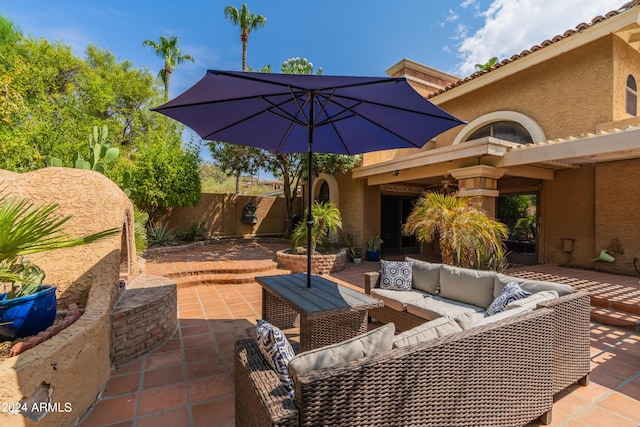 view of patio / terrace with an outdoor living space