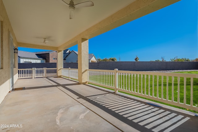 view of patio with ceiling fan