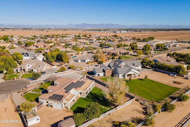 drone / aerial view featuring a mountain view