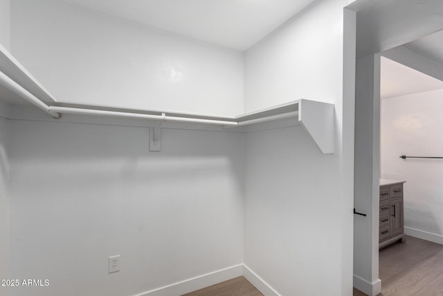 spacious closet featuring light wood-style flooring