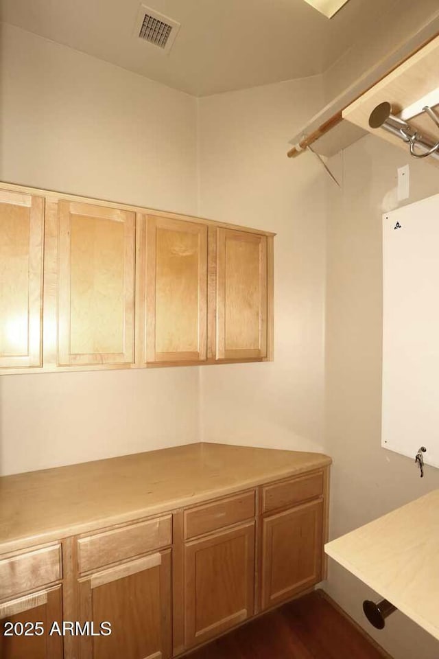 interior space featuring visible vents and light countertops