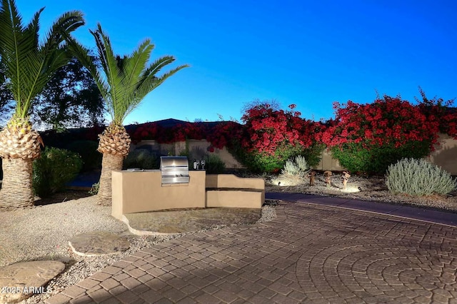 view of patio with an outdoor kitchen