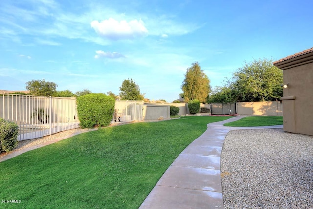 view of yard with a fenced backyard