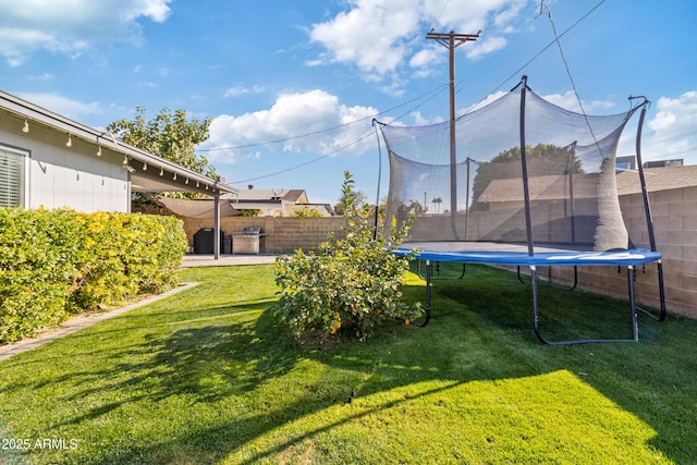 view of yard with a trampoline