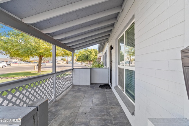 balcony featuring a porch