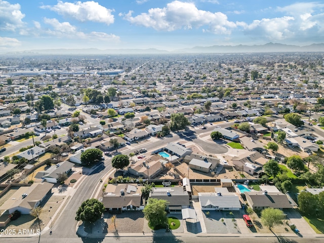 drone / aerial view with a mountain view