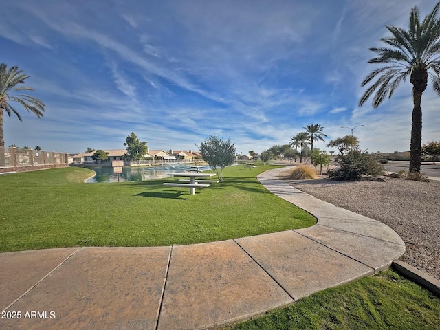 view of community featuring a lawn