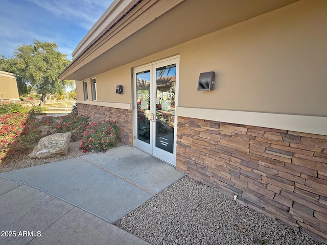 view of patio featuring french doors