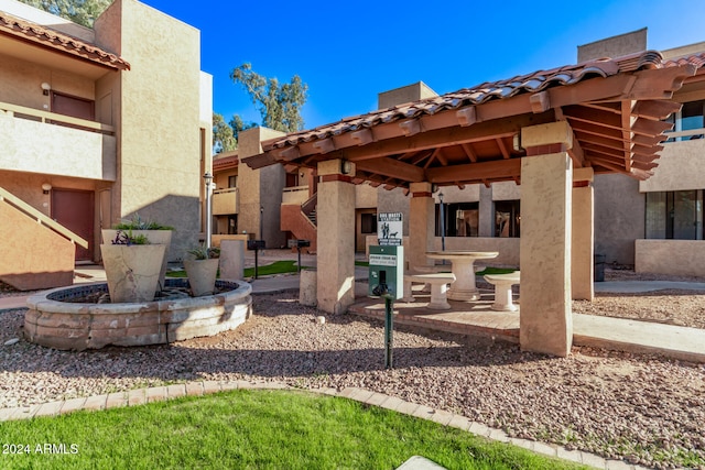 exterior space featuring a gazebo