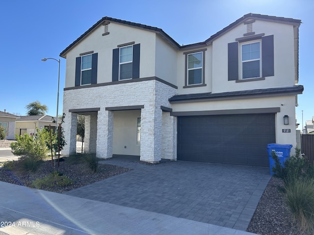 view of front property with a garage