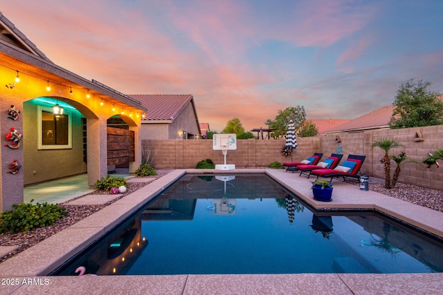 46065 W Meadows Ln, Maricopa, AZ 85139 - view of swimming pool with a patio area and a fenced backyard