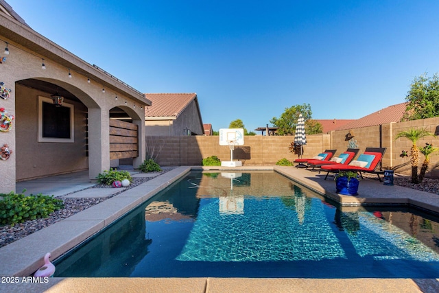 46065 W Meadows Ln, Maricopa, AZ 85139 - view of swimming pool with a patio and a fenced backyard