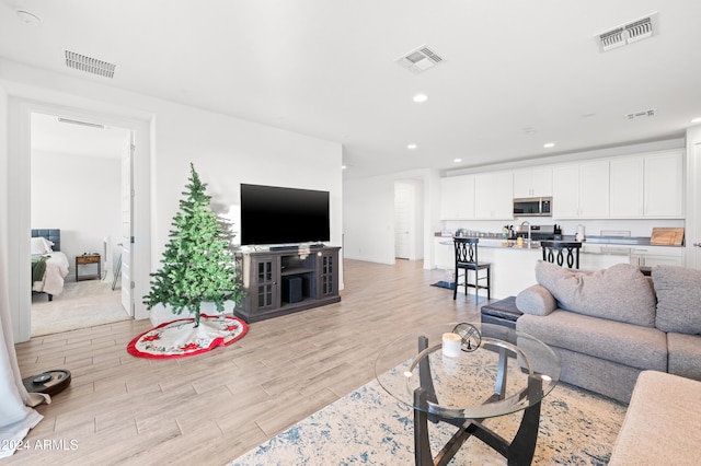 living room featuring sink