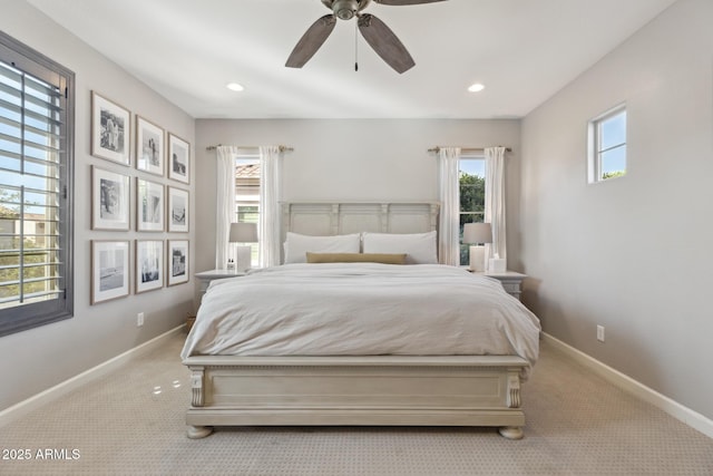 1941 W Yellowstone Way, Chandler, AZ 85248 - carpeted bedroom with baseboards, recessed lighting, and a ceiling fan