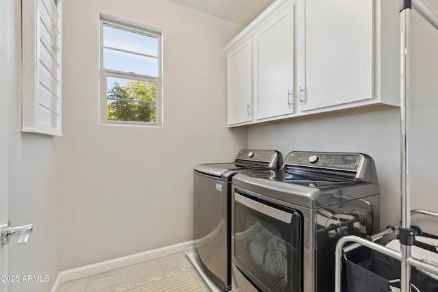1941 W Yellowstone Way, Chandler, AZ 85248 - laundry area featuring independent washer and dryer, cabinet space, baseboards, and tile patterned flooring