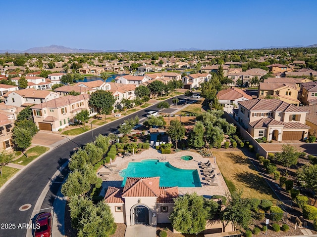1941 W Yellowstone Way, Chandler, AZ 85248 - aerial perspective of suburban area featuring a pool area and a mountain backdrop