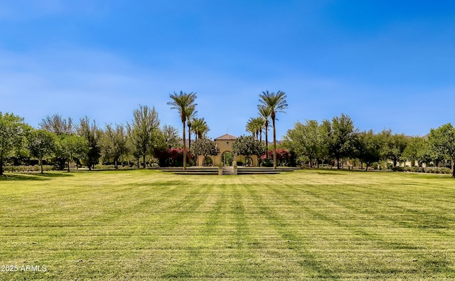 view of property's community featuring a yard