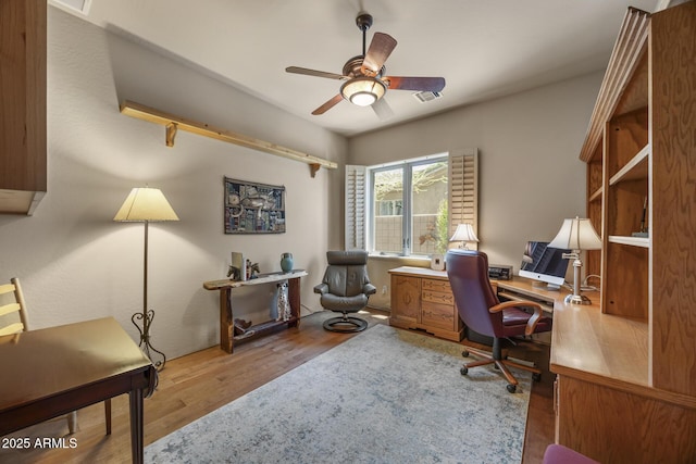 14007 E Lupine Ave, Scottsdale, AZ 85259 - office with ceiling fan and light wood finished floors