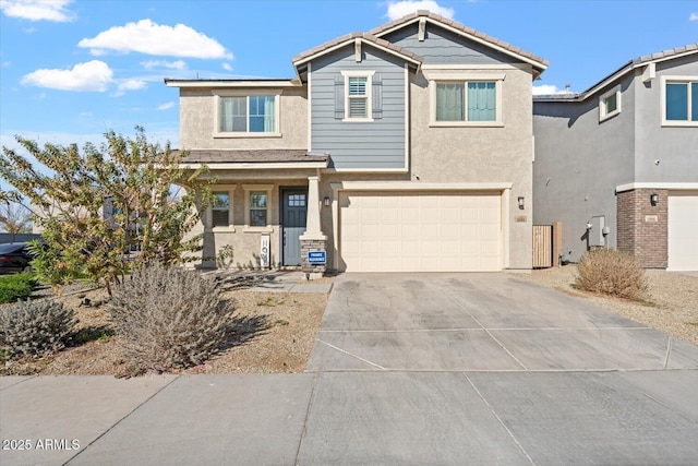 view of front of home with a garage