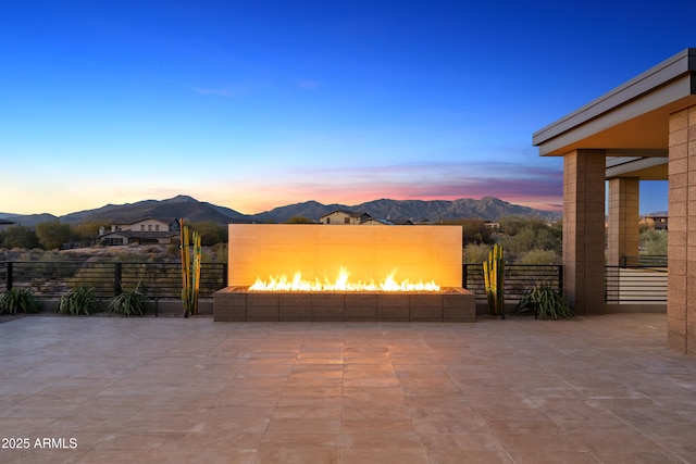 view of patio featuring a mountain view