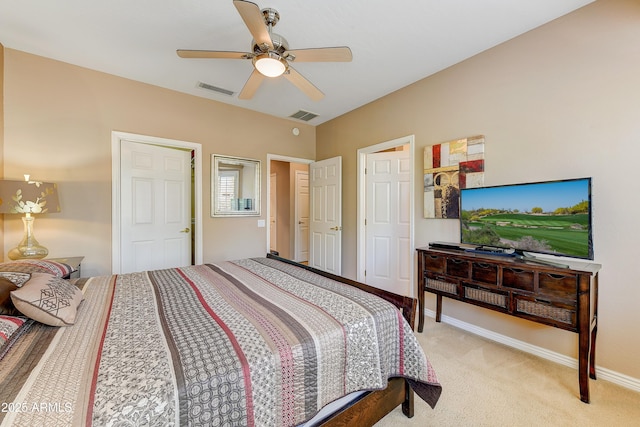 16857 W Villagio Dr, Surprise, AZ 85387 - bedroom featuring light colored carpet, a ceiling fan, and baseboards