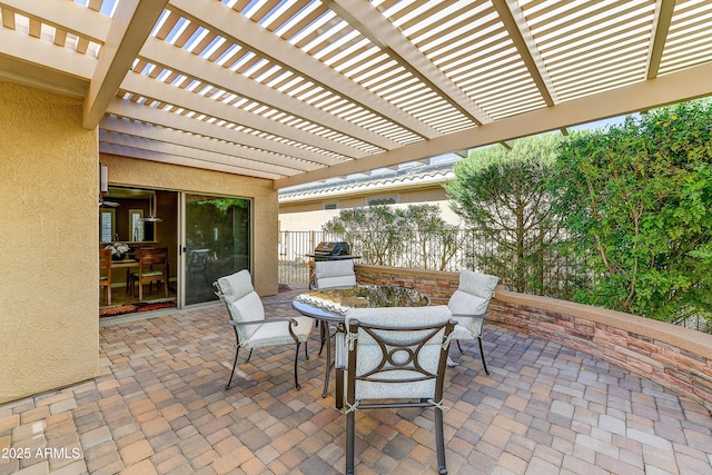 16857 W Villagio Dr, Surprise, AZ 85387 - view of patio / terrace featuring fence, outdoor dining space, and a pergola