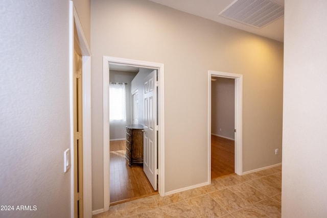 hall featuring light wood-type flooring