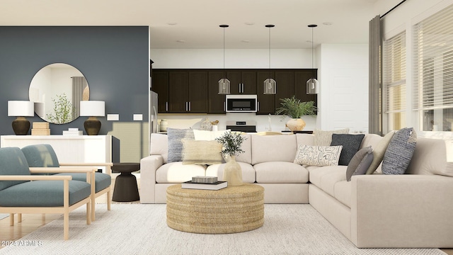 living room featuring light hardwood / wood-style flooring