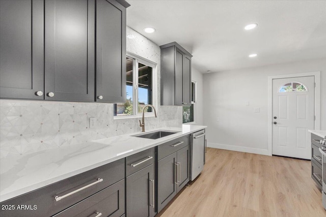 6908 E Windsor Ave, Scottsdale, AZ 85257 - kitchen with dishwasher, plenty of natural light, light wood finished floors, tasteful backsplash, and recessed lighting