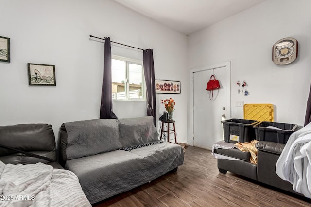 living room with wood-type flooring