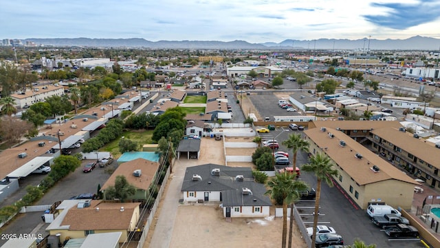 drone / aerial view with a mountain view