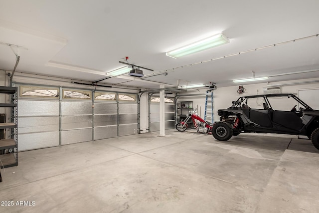 garage with a garage door opener