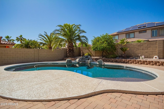view of swimming pool with a fenced backyard and a fenced in pool