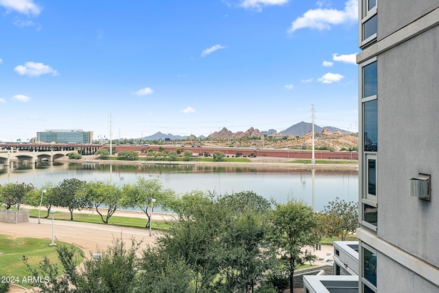 property view of water featuring a mountain view