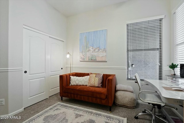 view of carpeted office space